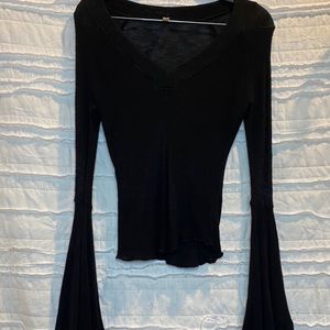 Intimately Free People Black Bell Sleeved Blouse